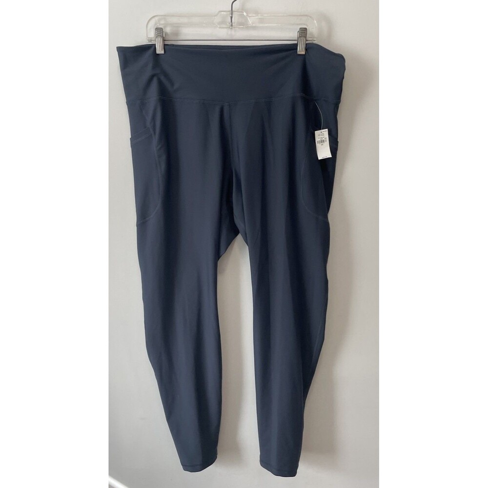 NWT OLD NAVY Women Active Leggings XXL Blue High Rise Powersoft Go-Dry Pockets